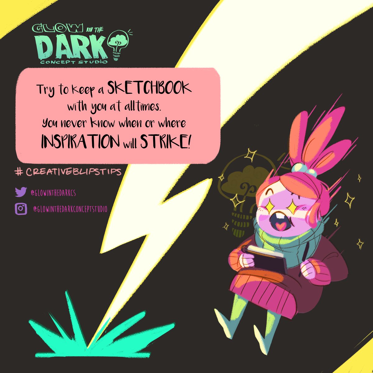 glowinthedarkCS's tweet photo. ✨Try to keep a sketchbook with you at all times. You never know when or where inspiration will strike!!✨#creativeblipstips https://t.co/0vDnwm7Pxs