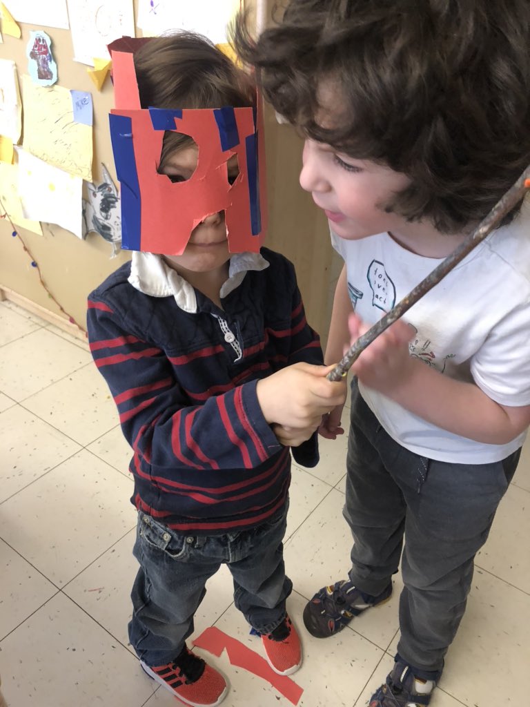 Jackieinwd's tweet photo. What do you do when you forgot your costume? You make one! Then your friend got inspired by you and made one for himself as well. #ironmanmask #peermentoring #capablechildren #nspreprimary @Tupper1930 https://t.co/KO7e6lUw9C