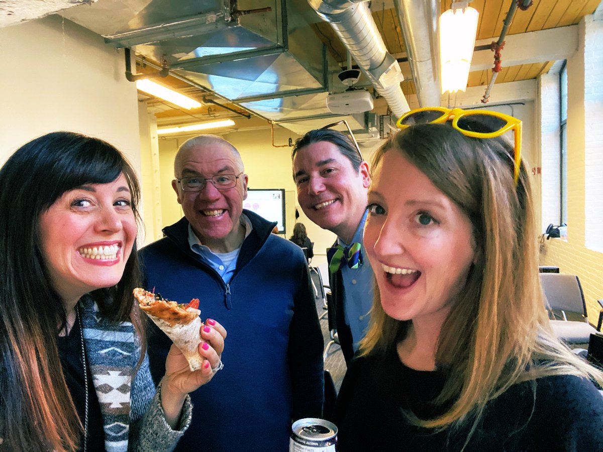 DBorrelliMurray's tweet photo. The gang is back together! @blendedri @Carrie_Sorensen #edtechri @HighlanderInst old school @HighlanderChart https://t.co/KzlkzFUhgx