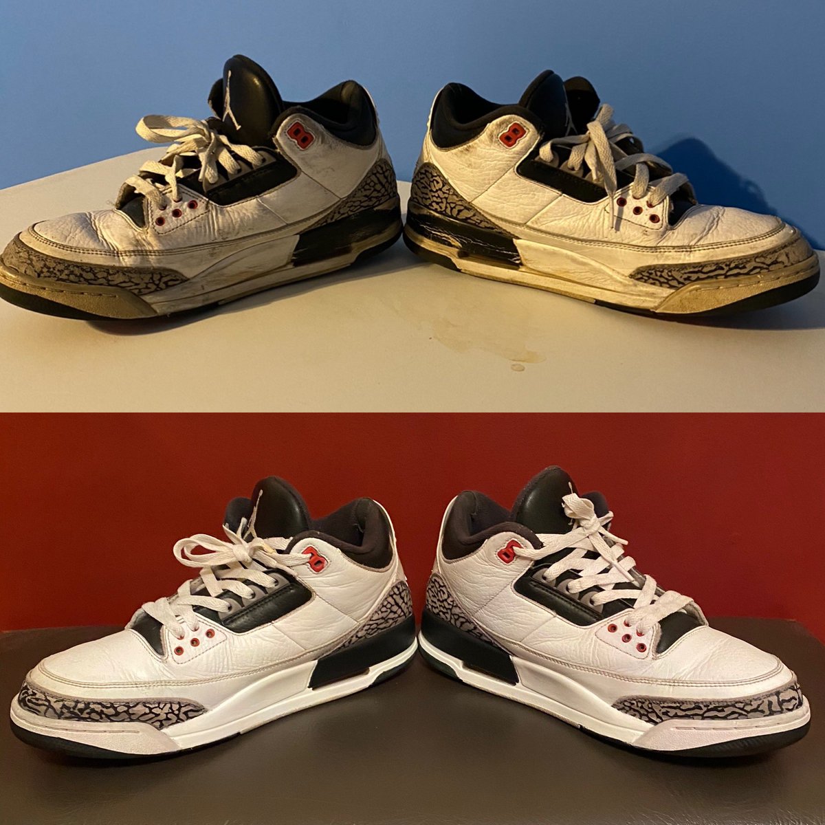 Kickssalvation's tweet photo. Infrared 3s ▫️. Back from the Dead. A full restoration was done to repaint and refurbish. Can you tell the difference? #Kickssalvation👟 #infrared3s #Soleswap #deepclean #Shoeclean #laceclean #DMV #NYgotkicks #kicks4kicks #kicks0l0gy #SneakerRestorations #dmvrestoration https://t.co/TUcVCs1svH