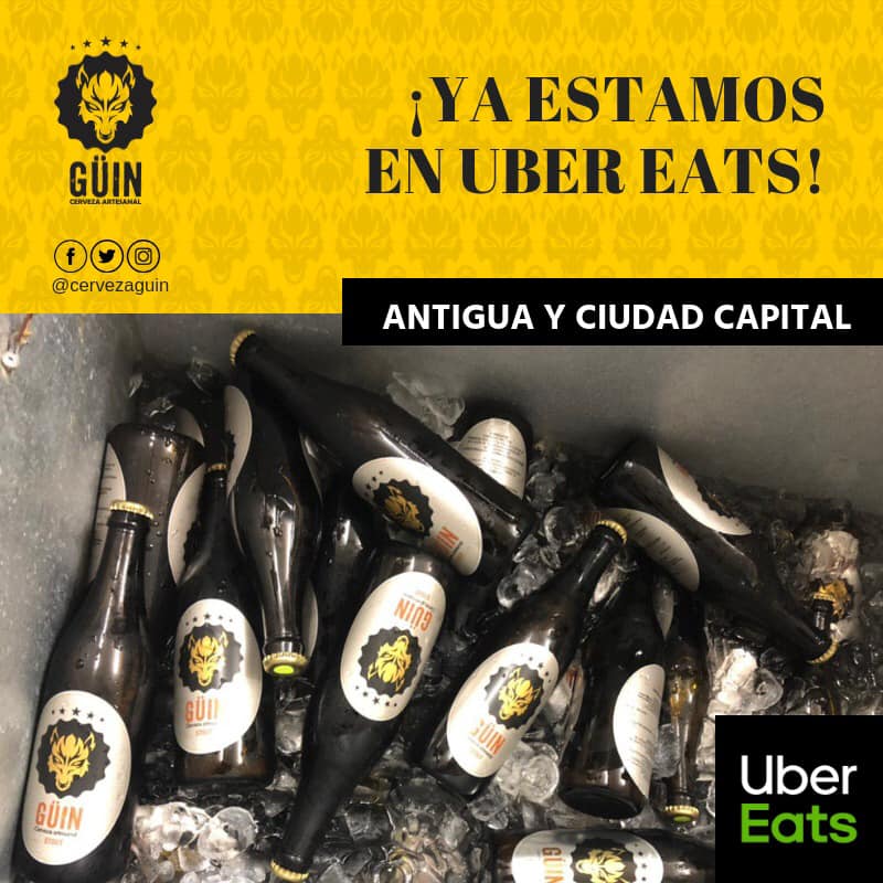 CervezaGuin's tweet photo. No sufras más. Te prestamos nuestro pueblo. Estamos en #UberEats✨Y llegamos hasta la puerta de tu casa 😃 u oficina 🤪 Búscanos como Cervecería Artesanal El Güin. https://t.co/fF8msznqWm