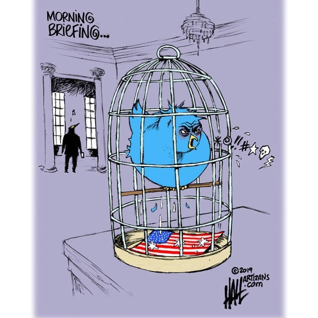 questar1959rep1's tweet photo. 'Morning Briefing' ๐ฆ Cartoon by Ed Hall @halltoons, 13 Apr. 2019
.
#twittertrump #removetrump #impeachtrumpagain #impotus #fucktrump #donaldtrump #trumptwitter #trumptweet #trumpisabigbaby #trumpisincompetent #locktrumpup #trumpcartoons #EdHall #halltoons #trumptoonorama https://t.co/vxHcQy5gJT