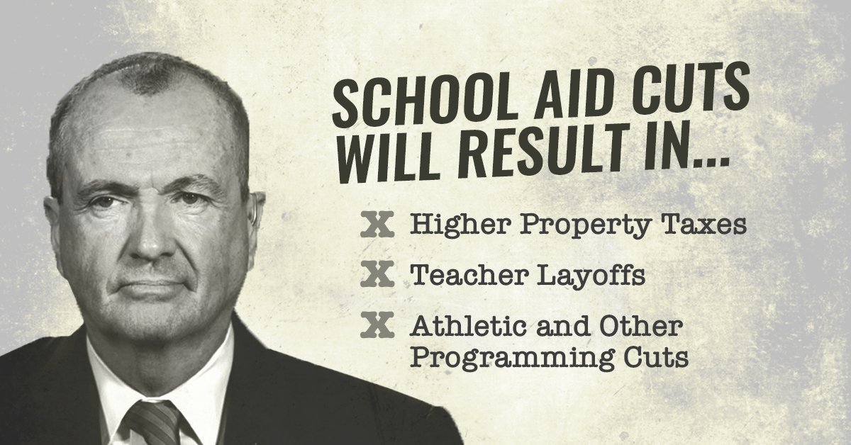 Jack4NJ's tweet photo. Nearly 1/3 of all NJ school districts will experience aid cuts under Gov Murphy’s proposed budget.  
 
The State has been unfairly funding schools for decades. We need a new school funding formula and a Governor courageous enough to reform it! #LetsFixNJ https://t.co/EDdaAnEY8l