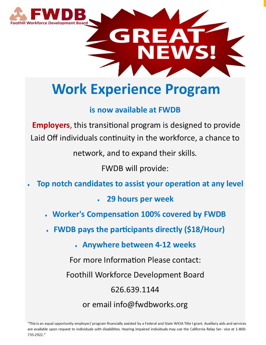 Foothill WDB tweet media