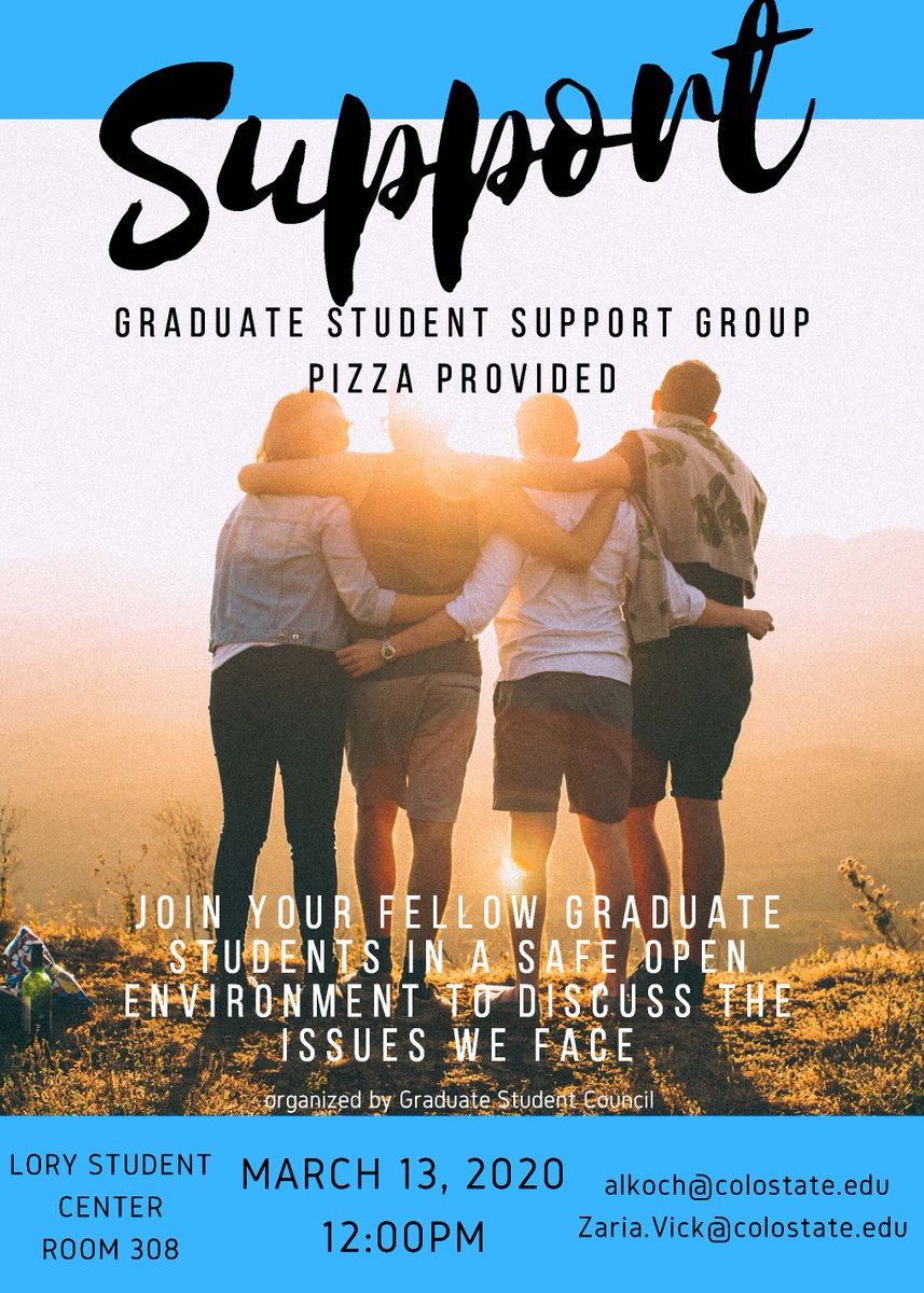 GradSchoolCSU's tweet photo. Today, join the Graduate Student Council for their Graduate Student Support Group with pizza. Chat with your fellow graduate students in a safe and open environment to discuss the issues that graduate students face at noon in LSC 308.
#GradSchoolChat #GradSchoolCSU https://t.co/tixv3lMXoY