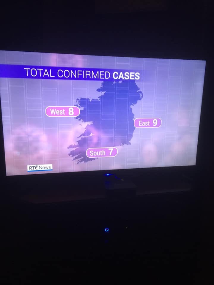 donalskelly03's tweet photo. It looks like Covid-19 Coronavirus travels in the same directions as the Motorway &amp; Train networks in Ireland. We’ll be safe in Donegal. https://t.co/RhkdXwlaCc
