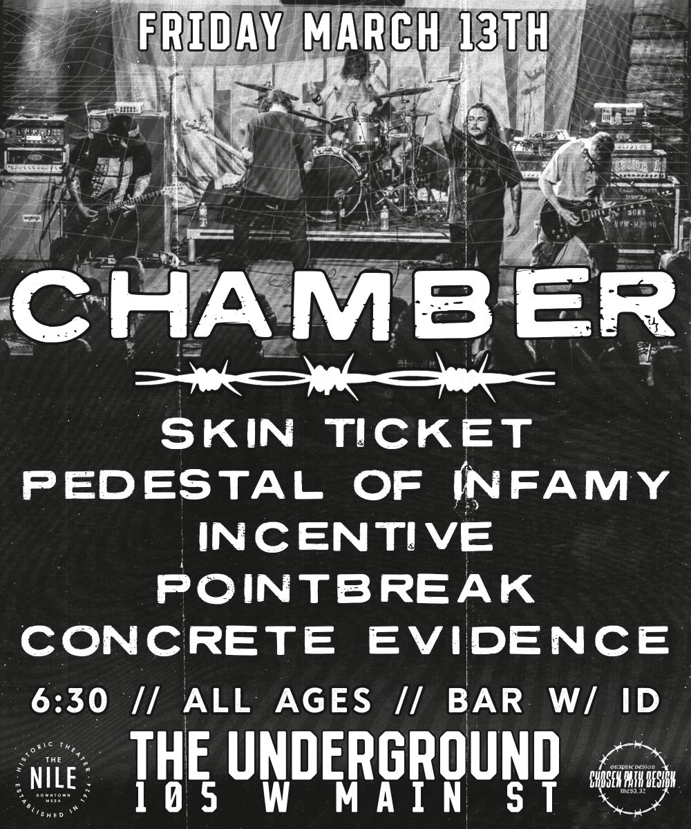 Chamber will be in our chamber on the 13th. Tickets are still available at niletheater.com Make sure to turn up early for all of the locals...smh @chambernashville @SkinTicketAz @pedestalofinfamy @incentive.hc @CEbandazhc