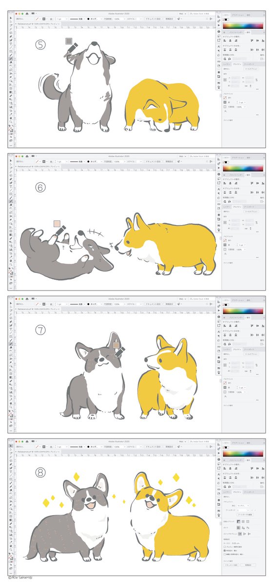 Adobe Illustratorでコーギーがうまれるまで
#corgi #コーギー #コギまるけ 