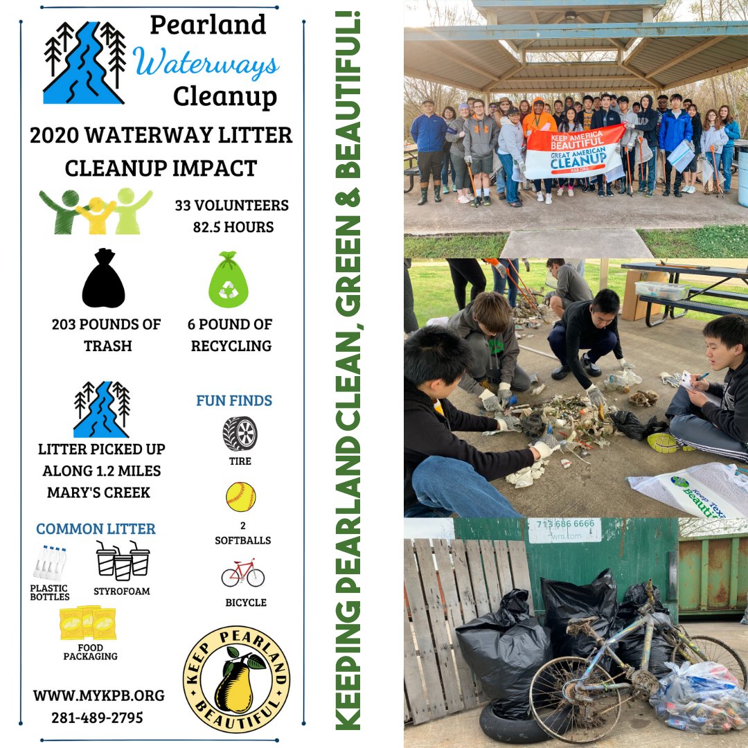 KPBPearland's tweet photo. Check out the impact volunteers made this past Saturday Morning! Looking forward to our next waterway cleanup in July! 

#CleanPearland #MyKPB #BeautifyTX #TrashTag #KTB #KTWC #HEB #GreatAmericanCleanup #DoBeautifulThings https://t.co/pyOjxLdcRg