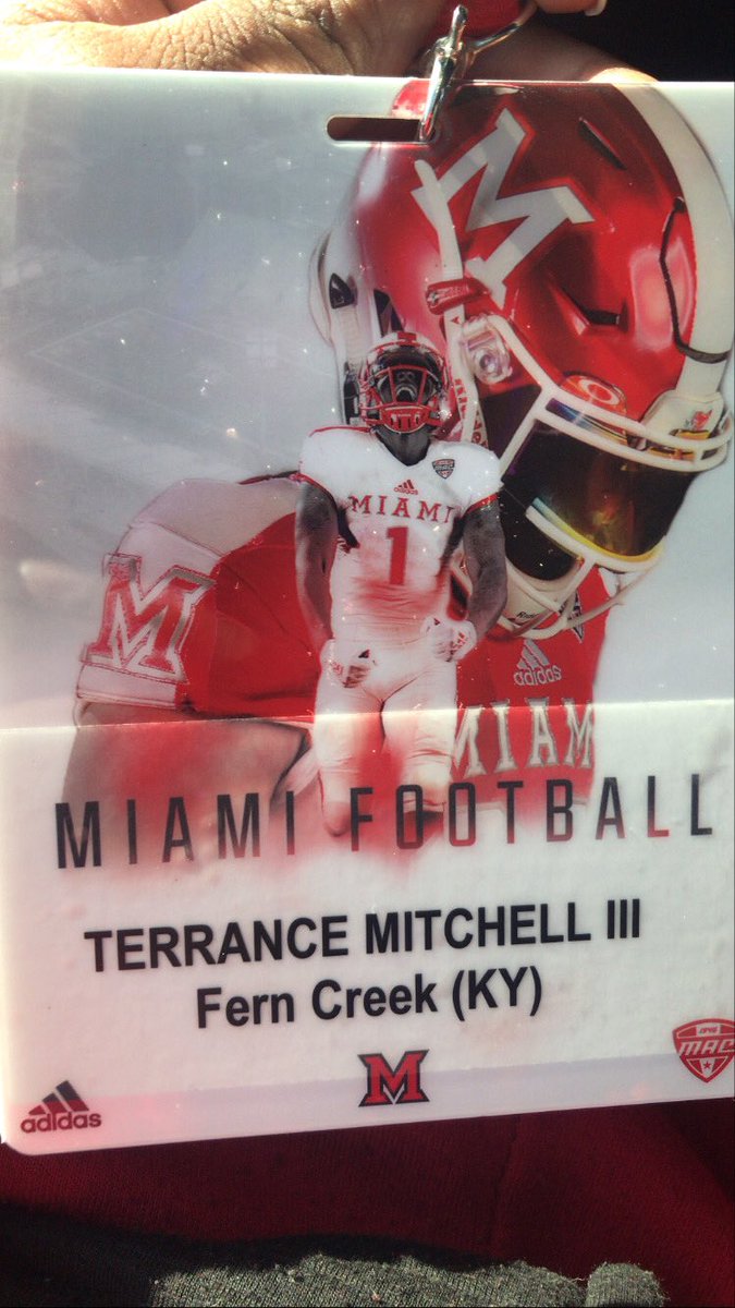 KyTerrance's tweet photo. Had a great visit @MiamiOHFootball thanks for having me @CoachConard @Martin_Miami_HC @RedHawk_Recruit #Made2fly https://t.co/6eqJ4oUY1M