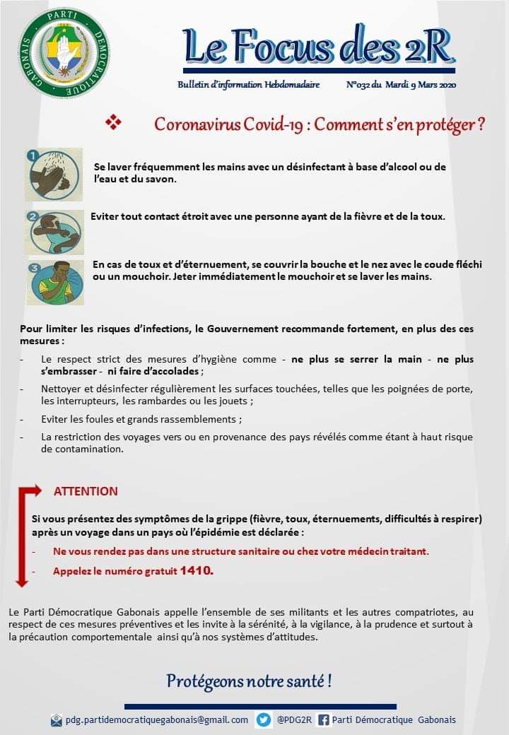 ⛔Numéro special consacré aux mesures de protection contre la propagation du CORONAVIRUS.