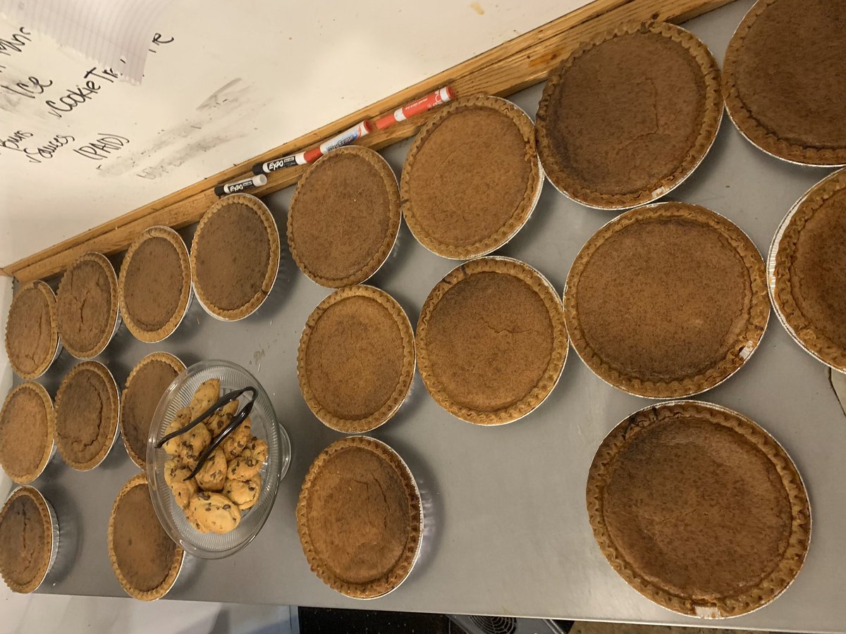 charliesnooga's tweet image. A southern grandma’s definition of a good day. Four kinds of chess pie AND fresh baked chocolate chip cookies. #chesspie #chattanooga #southernliving