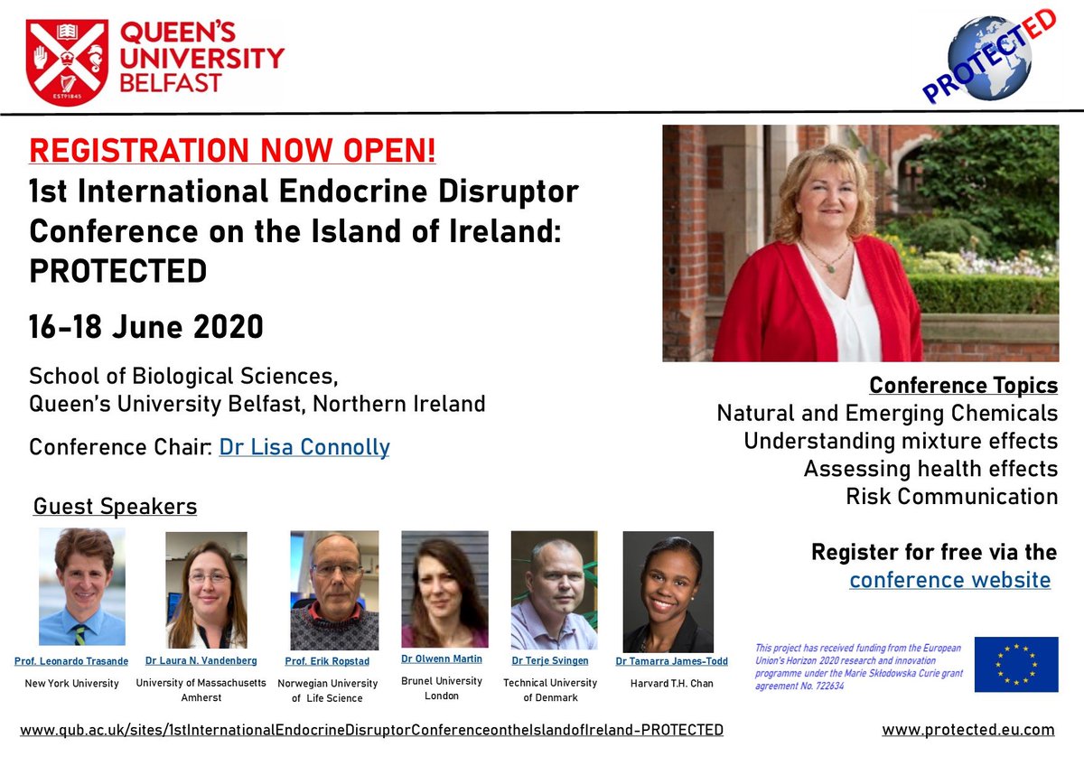 Our #amazing project @PROTECTED_ITN is heading to an end this 2020, we are inviting to all the people interested in #EndocrineDisruptors to join us at @QUBelfast for the #EndocrineDisruptorConference organized with guest speakers from all over! 🧫🧪👩🏼‍🔬🥼