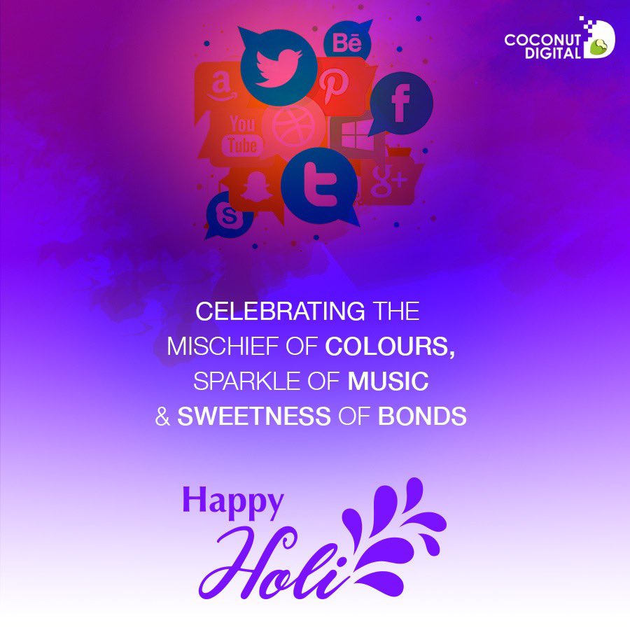 CoconutDigi's tweet photo. This festival of spring, forget your worries and drench yourself in colours of happiness.

#CoconutDigital #HappyHoli #HoliFestival #Holi2020 #MeraRangMeriHoli #Holi https://t.co/UgosyRIQc7