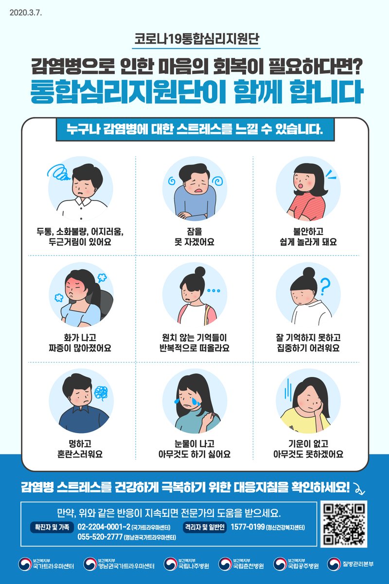 코로나19 심리적방역 포스터(격리자편, 경험자편, 국민편)