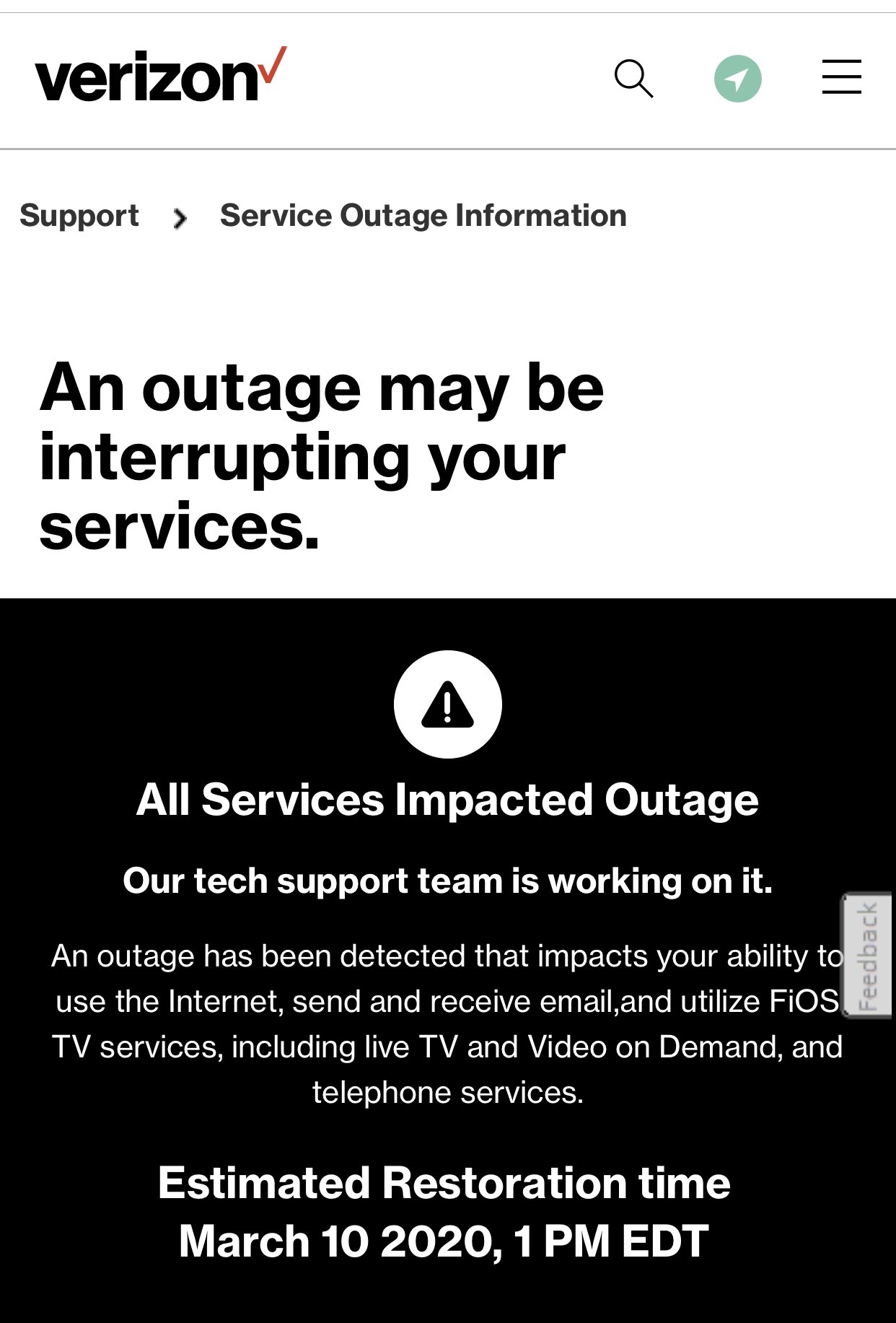 Verizon Internet Outage Today Verizon Fios On Twitter: "@Rickheaton Hi Rick! We're Sorry To See This Is  Going On. Thanks For Including The Outage Ticket! What Questions Do You  Have About The Outage Ticket Info? ^Trc" /
