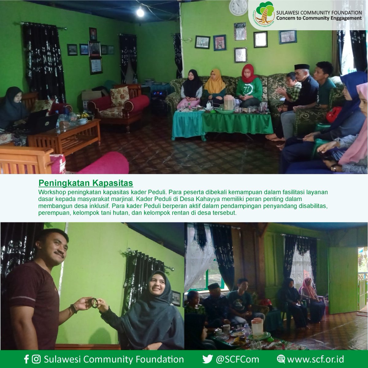 SCFCom's tweet image. Tim SCF melakukan kunjungan ke lokasi Program Peduli di Kec. Kindang, Kab. Bulukumba, SulSel, 3-6 Maret 2020. Kegiatan Peduli merupakan bagian dari program Sipakatau-Sipakalebbi SCF yang bertujuan untuk membangun inklusi sosial. Berikut adalah serangkaian aktifitas yang dilakukan