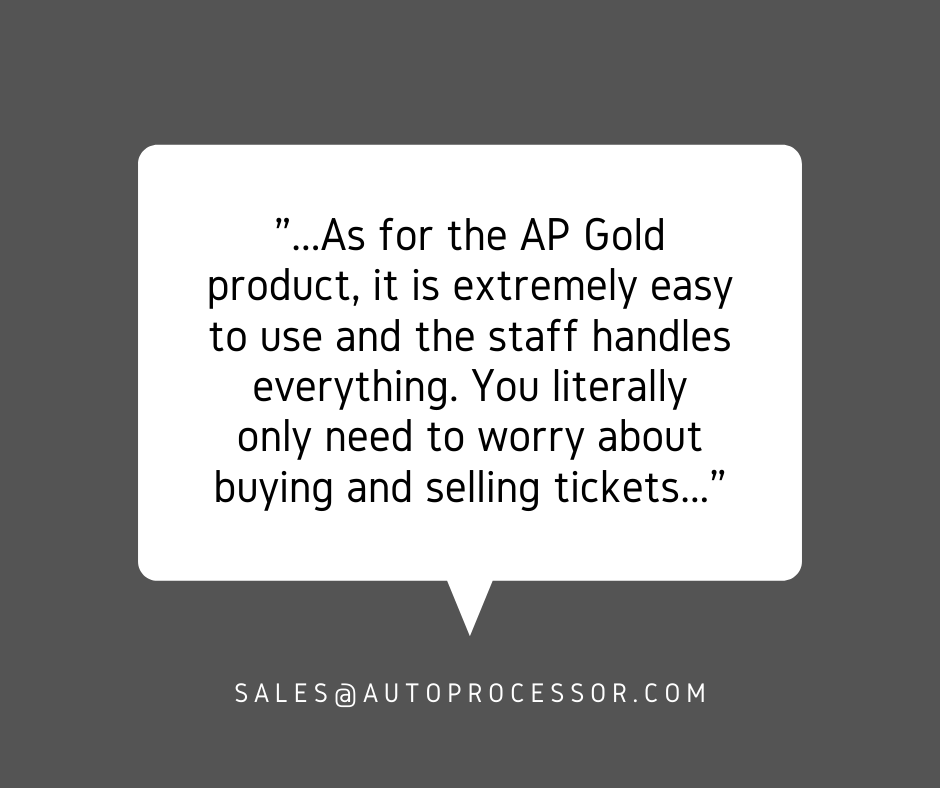 AutoProcessor's tweet image. We continue to receive rave reviews about our products! #tickets #brokers #consignment