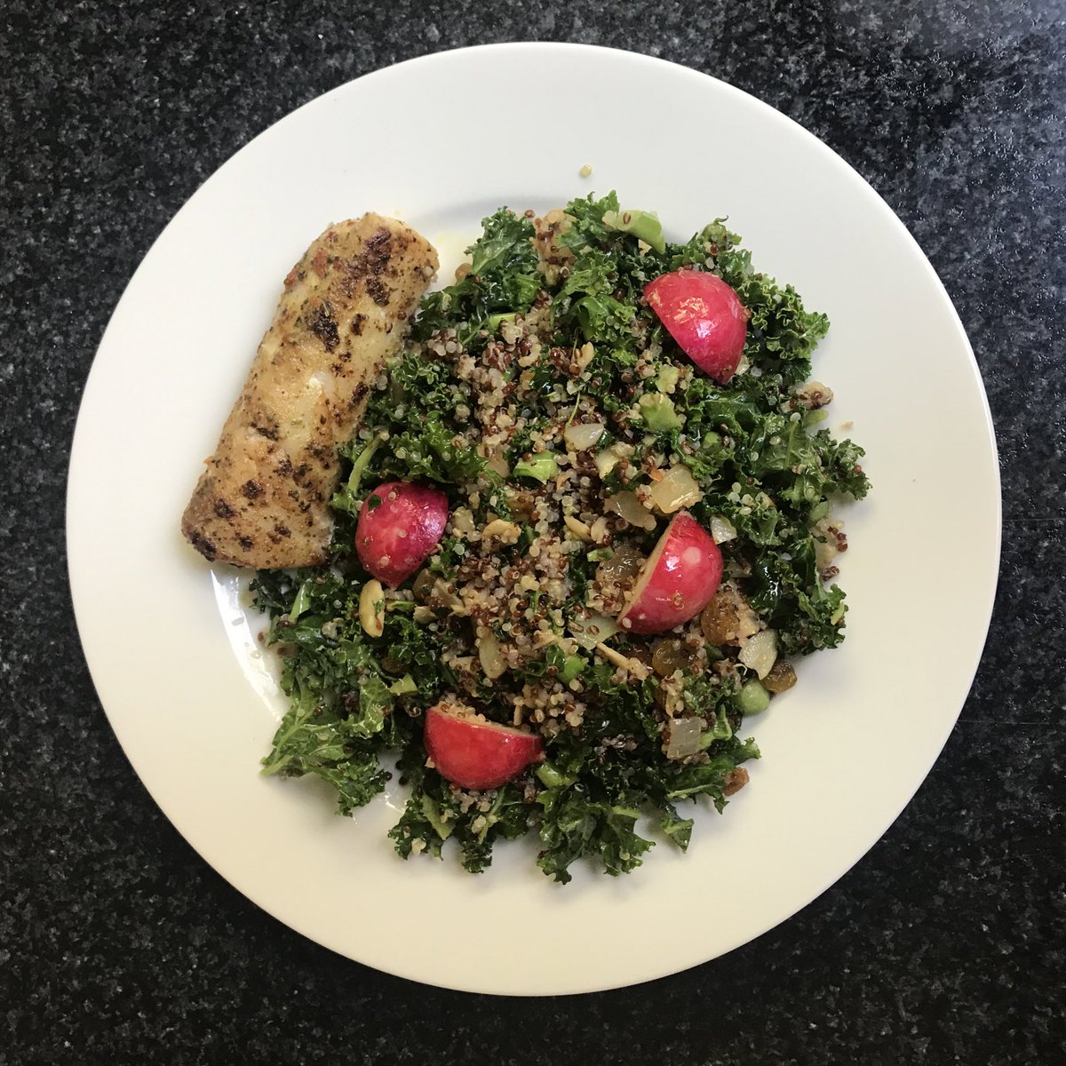 MsHomeEc's tweet photo. Meal #2 Pan-Fried Cod with Brown Butter Quinoa, Kale & Golden Raisin Salad @Goodfood_CA #MyGoodFood https://t.co/mSf10lxOZS