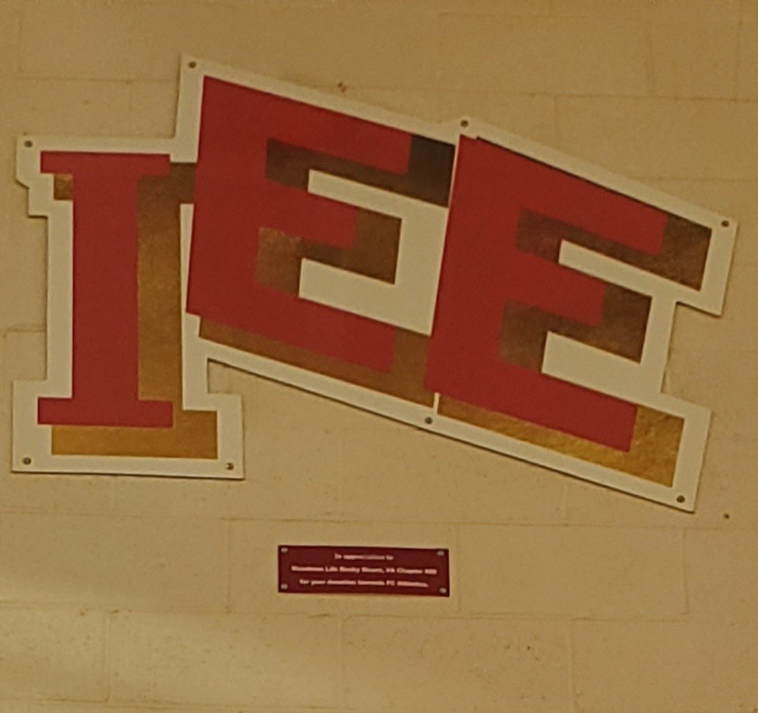 FCHS_WRESTLE's tweet photo. Thank you to the members of our community (WoodmenLife Chapter #89) that stepped up and helped us replace the ”IEE” sign in Law Gym. It's been long overdue, so we greatly appreciate your generosity and commitment to our wrestling team. #community #iee #eaglepride https://t.co/knGX2uiQ7X