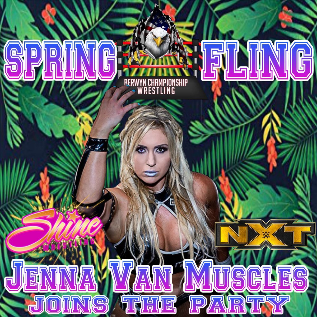 BerwynCW's tweet photo. No games played this Saturday when @VanMuscles makes her BCW DEBUT at #BCWSpringFling!

Did you know #JennaVanMuscles has competed in the USA, Europe, Japan, Sweden AND Italy???

Tickets now available with link in bio!

#BerwynCW https://t.co/uDcx2KWlVY