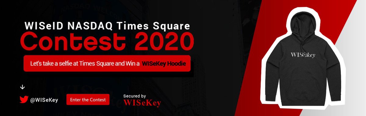 WISeKey's tweet image. Hey New Yorkers!
@WISeKey Announces #WISeID #TimesSquare Giveaway 2020 – Enter to Win a WISeKey Hoodie to the first 50 people who will be tweeting a selfie of the WISeID ad which will be displayed on NASDAQ’s Times Square Tower on March 9.
globenewswire.com/news-release/2…