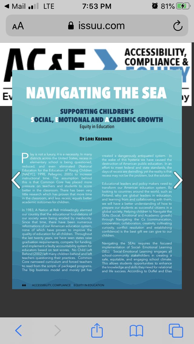 LoriKoernerRCSD's tweet image. Much gratitude to Accessibility, Compliance and Equity magazine for the invitation to write this article. #NavigatingtheSEAs @RiverheadCSD @JMPMazzaferro @gkarlsonjr @BryanMiltenberg @DianeRavitch @LetGrowOrg @PrincipalPayton @lonergan_mrs @scully2014 @DebraVotta9147
