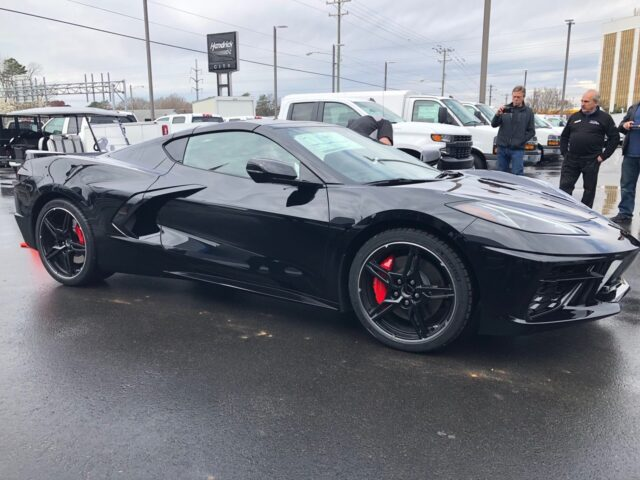 LS1Tech_com's tweet photo. The first production #C8 #Corvette is home with Rick of @TeamHendrick... Is anyone else surprised this isn't red? https://t.co/NjrDhwCepI https://t.co/xWZBRN8ZMj