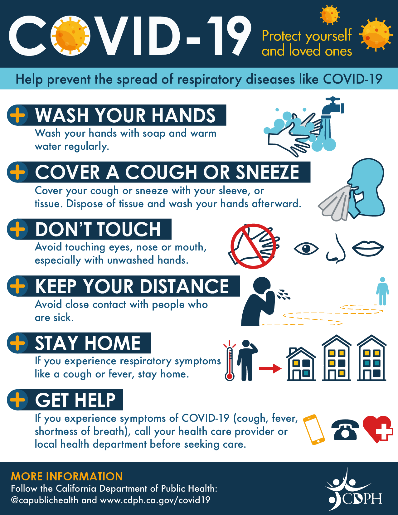 CA Public Health בטוויטר: "Symptoms for #COVID19 include fever ...