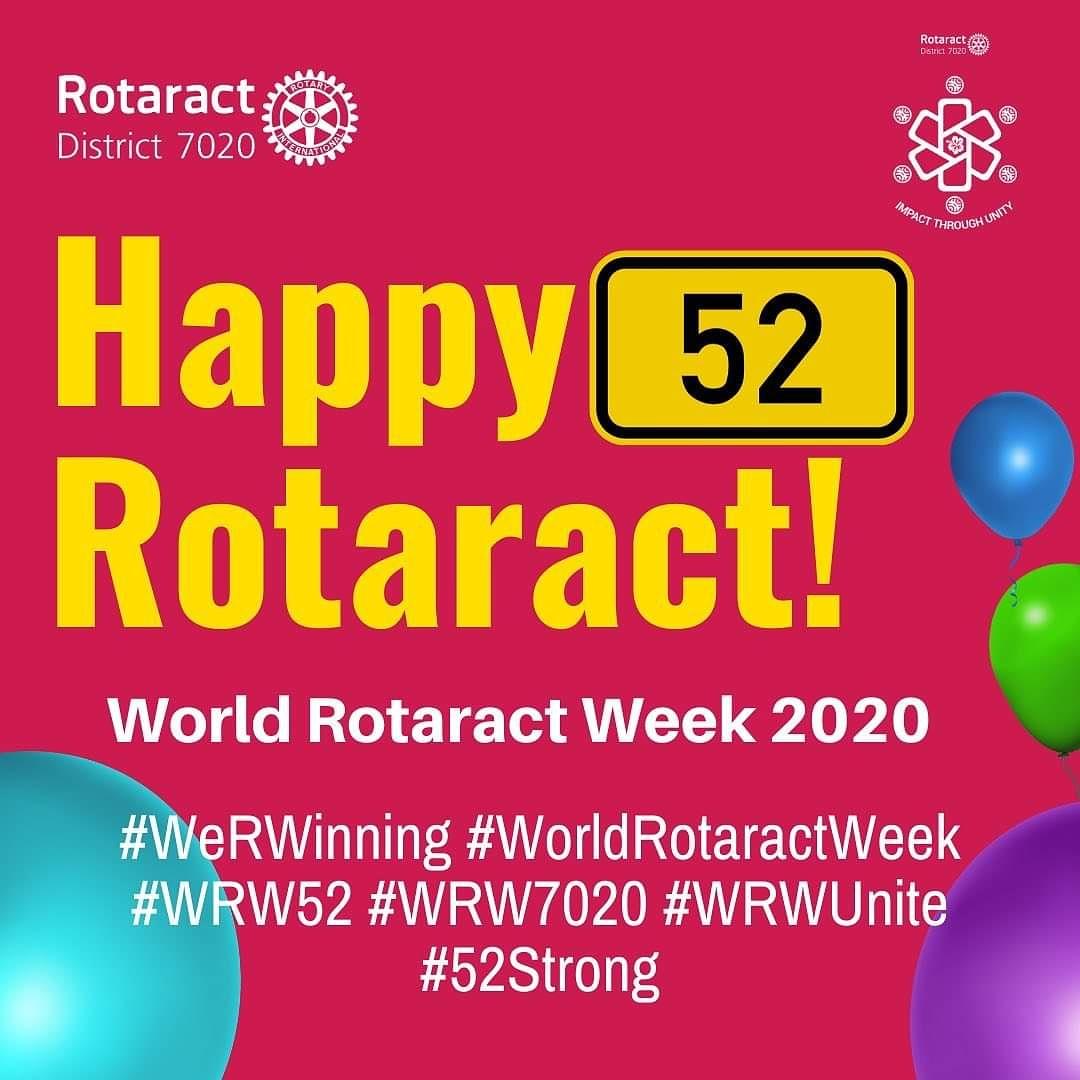 ClubRotaract2PV's tweet photo. Yayyy!!!!!
It's WORLD ROTARACT WEEK 💃💃🕺🕺🕺💥💥💥What a great time to celebrate!!
#ImpactThroughUnity
#RotaractImpact
#RotaractUnity
#RD7020Unite
#RD7020Unity
#RD7020Impact
#WaterIsLife7020
#HygieneMatters7020
#Worldrotaractweek 
#WeRWinning
#WRWUnite
#52Strong
#WRW52
#WRW702 https://t.co/7oA8c3dy2H