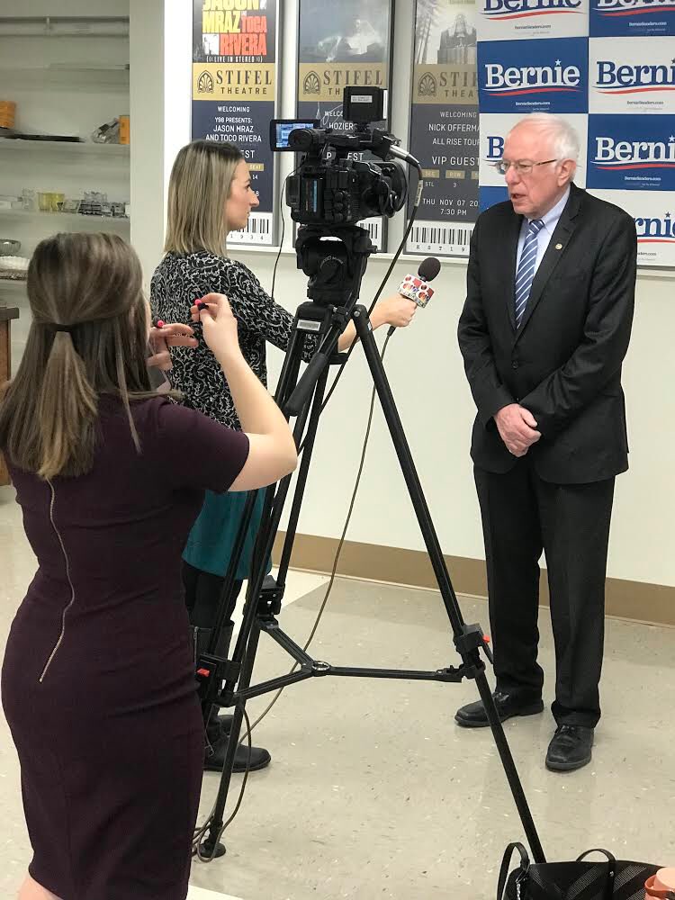 monicajdunn's tweet photo. Today, I got to field produce for my station’s coverage of the Bernie Rally in St. Louis the day before Missouri’s primary election. 

AND I secured an exclusive, ONE ON ONE interview for my station. 

It’s been a good day ☺️ https://t.co/uGuTQs0AyQ