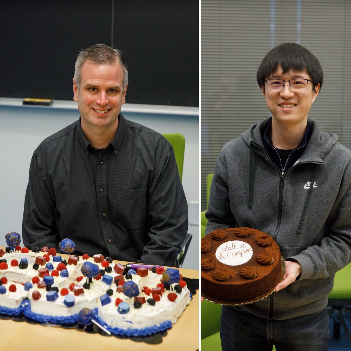 ChirikGroup's tweet photo. Today was a special treat! Two cakes to celebrate publication #200!!! Congratulations to @pchirik on surpassing this milestone and to @aaronzhong619 for ringing it in. #cobaltisthechampion #newdynamicduo #letskeepemcoming #cakeforanempire https://t.co/Ll74jMlA37