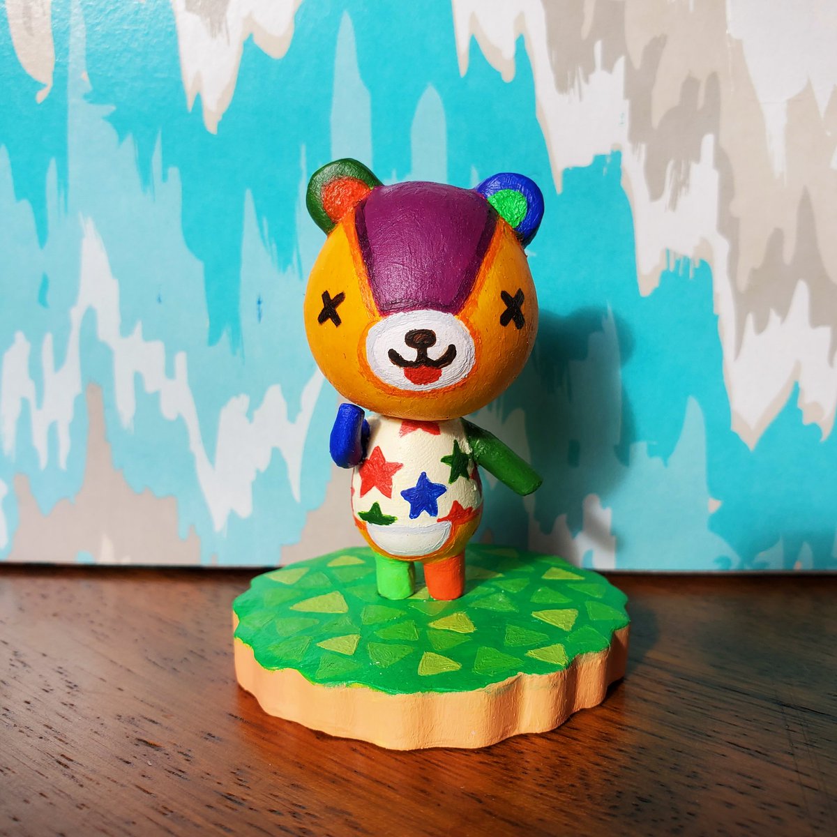 scyerlineKD's tweet photo. Stitches the cub from Animal Crossing for my childhood best friend, @xFeliciaDarkx. It's the size of an amiibo! He will keep her company while she runs around on her island. 🏝

Sculpy clay and acrylic paint.

#AnimalCrossingNewHorizons https://t.co/ntPIxxPITr