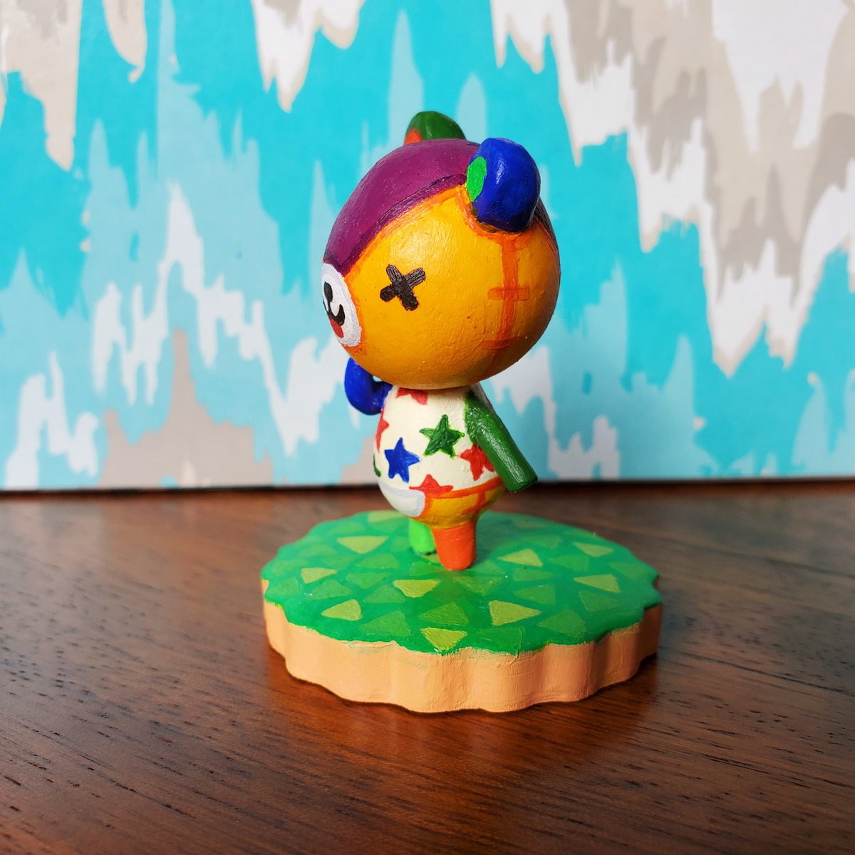 scyerlineKD's tweet photo. Stitches the cub from Animal Crossing for my childhood best friend, @xFeliciaDarkx. It's the size of an amiibo! He will keep her company while she runs around on her island. 🏝

Sculpy clay and acrylic paint.

#AnimalCrossingNewHorizons https://t.co/ntPIxxPITr