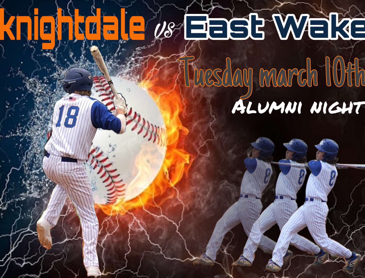 Your diamond warriors take on rival Knightdale tomorrow night at home at 7 pm. It is also alumni night so we would appreciate if all alumni came out as well as students and supported the warriors in the rivalry. GO WARRIORS