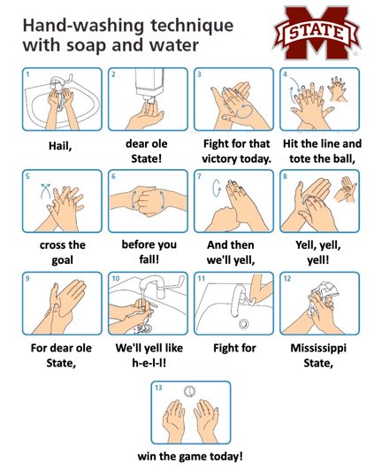 The proper hand washing technique for #HailState fans. <a href="/msstate/">Mississippi State</a> <a href="/HailStateFB/">Mississippi State Football</a> <a href="/HailState/">Mississippi State Athletics</a> #COVID2019