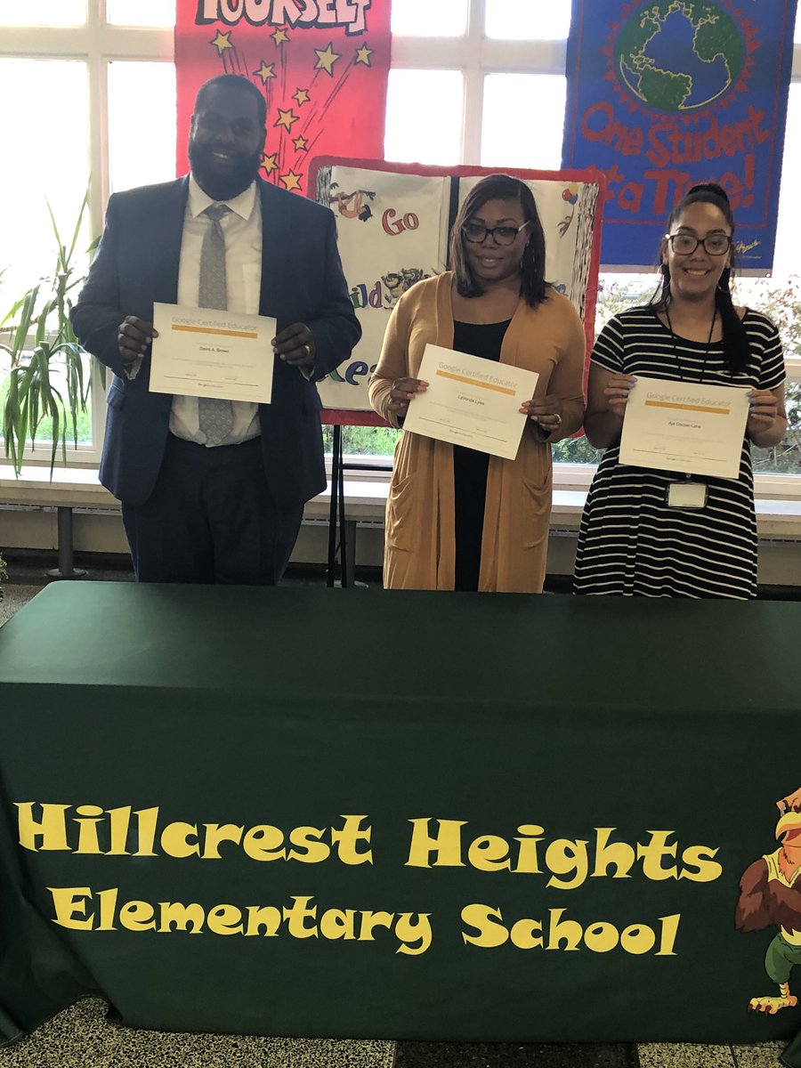 Hillcrest_H_ES's tweet image. S/O Ms. Cooper Lane, @LavondaLyles, and @MrDBrown1219 for becoming @Google Level 1 Certified Educators.  Thank you @t3pgcps for the bootcamp. #HawksFlyHigh #TechTogether
