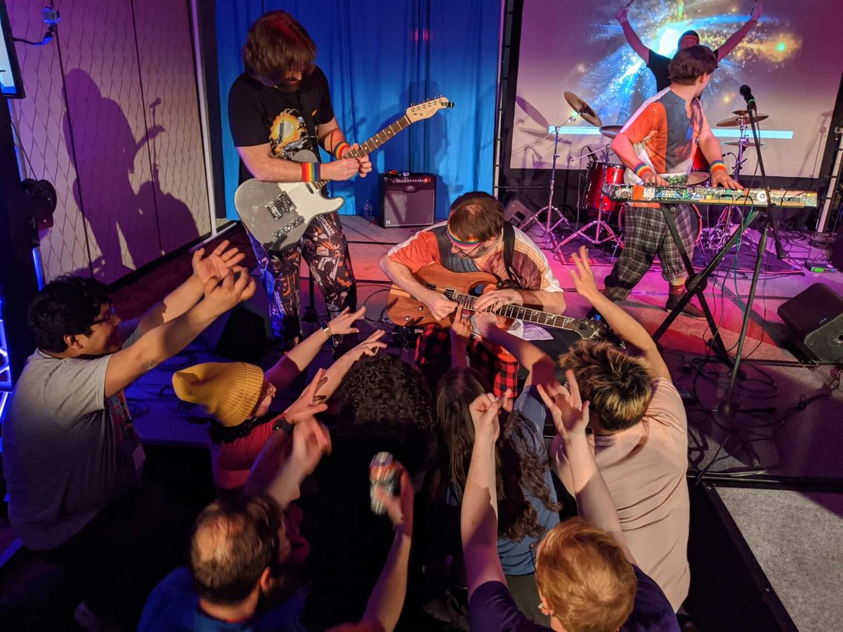 theres a moment in our namesake song when we ask random folks to hold down a guitar fret for a moment - and this weekend it was so anticipated our princes got swarmed with the heart energy - #accidentalrenaissance