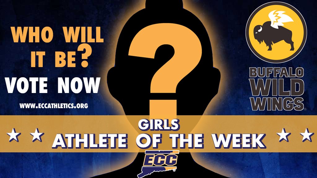 GoECCAthletics's tweet photo. The @GoECCAthletics Athlete of the Week poll for week 11 is now live! Vote now for your favorite student-athletes at https://t.co/XSpfC1DEwu, or on our app. Voting closes Thu. 3/12 @ 11 PM. Big thanks to our sponsor @BWWings of Waterford. @NFP_CTEast #eccaow #eccnation https://t.co/EvZh7s2OCN