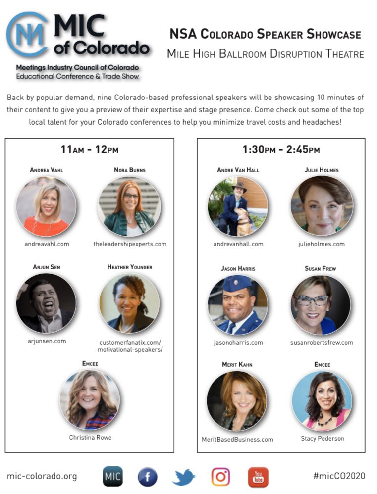 NoraBurns's tweet photo. #MICCO2020 kicks off tomorrow!!!! Excited to be part of #NSACO Speaker Showcase! #Meetings #eventprofs @CCCbluebear https://t.co/d7PgSbuvEa