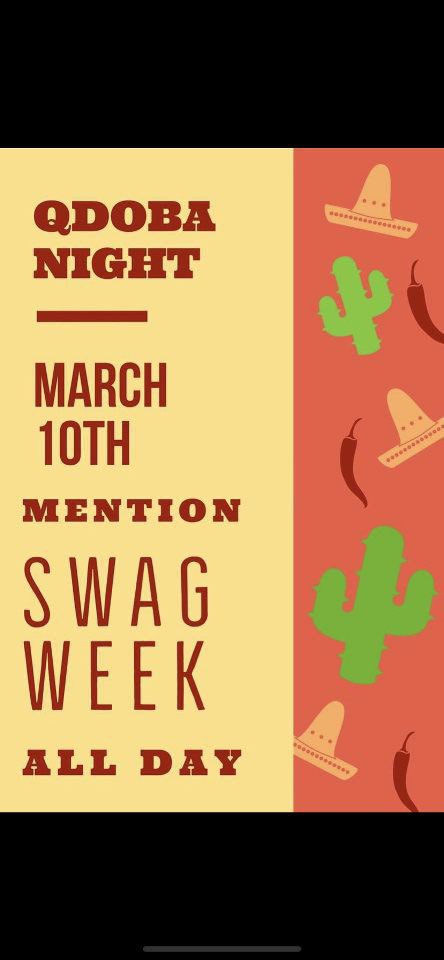 CAHS_Swag's tweet photo. taco tuesday for lunch &amp; dinner😋 while you support swag! qdoba &amp; fuzzy’s 🌮 
#FindYourMuse #SWAGWEEK2020 https://t.co/hZpS0rlBvk