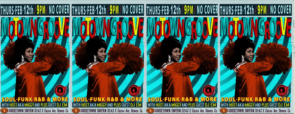 Thursday March 12th 2020
9pm/ no cover/ 21+
<a href="/MotownGroove/">Motown Groove</a> Dance party with guest DJ EM at Goosetown Tavern

The best in Motown,Soul and Funk
With Guest DJ EM and your host Aka Miggy

Power Hour (10pm-11pm/Happy Hour prices &amp; $2 Shots).

<a href="/GoosetownTavern/">Goosetown Tavern</a>