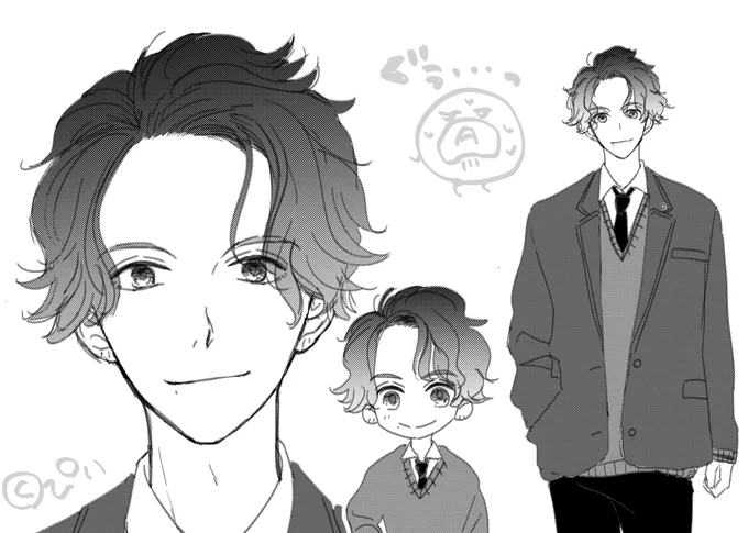 攻めの子がキャララフ通りに描けなくて、悔しい😢手癖め…! 
