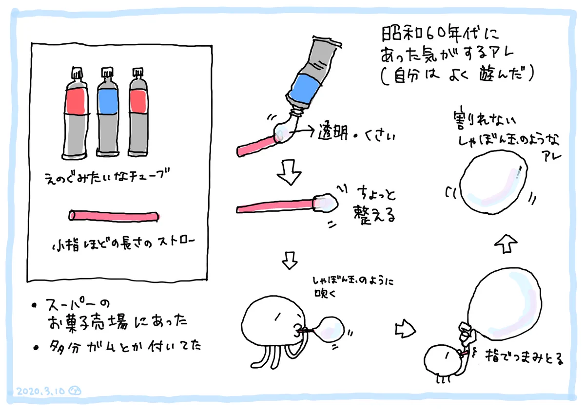 若者でも意外と知っている人は多い？ストローにつけてから膨らませて遊ぶあれ！