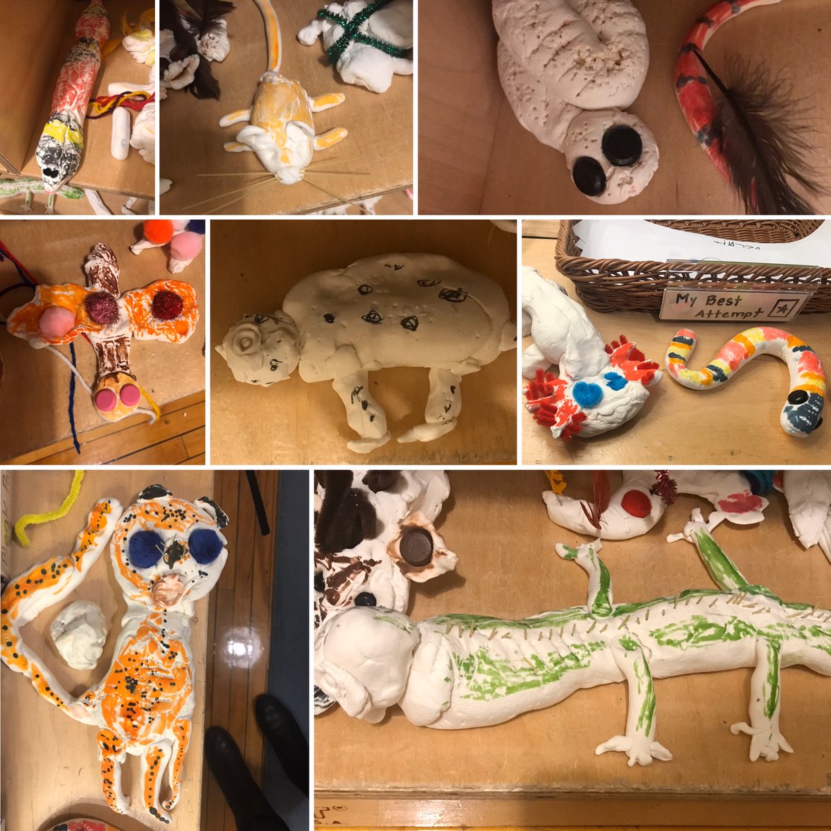 002Kindergarten's tweet photo. Last week 002 students were busy sculpting and decorating animals that are native to Mexico out of clay. Today, each student shared their sculpture and answered questions from peers. They are amazing! #burleythinks https://t.co/e953YbeoyG