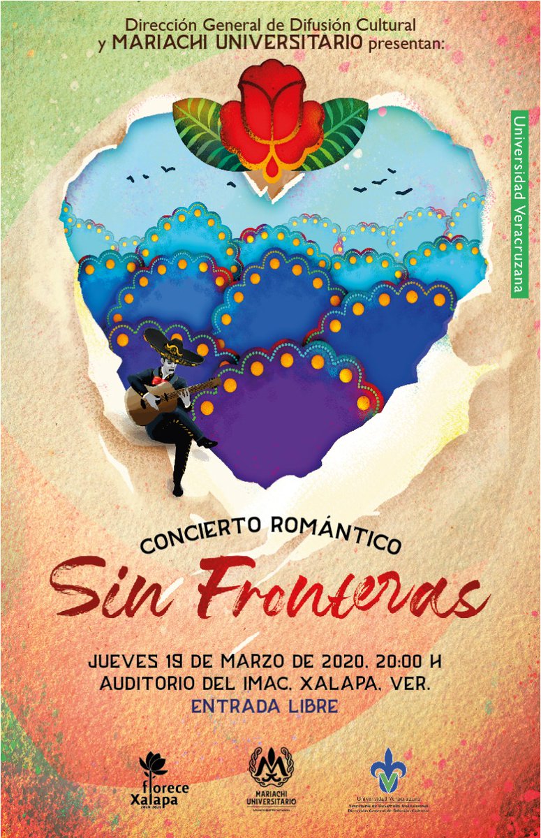 DGDCulturalUV's tweet photo. Porque nuestra música 🎼 no conoce fronteras 🌎 y porque el amor está en todas partes ❤️

El Mariachi Universitario presenta 🧡 Concierto Romántico Sin Fronteras 🧡

Jue 19 mar ▪️ @ImacXalapa ▪️ 20:00 h ▪️ Entrada libre 
#GruposUV ▪️ #ViveDifusiónUV ▪️ #SíSeñor https://t.co/j5pf1hFFzd