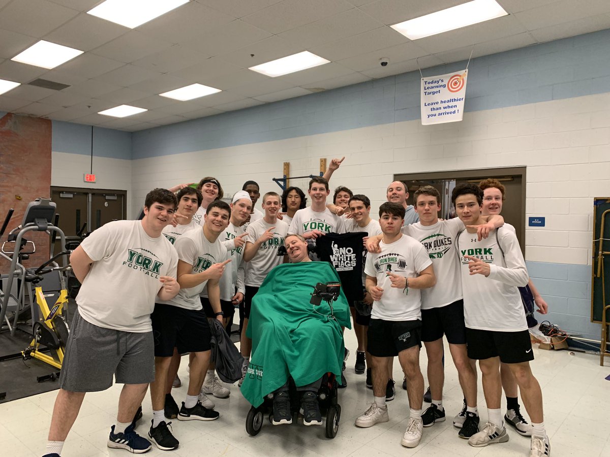 YorkDukesFB's tweet photo. Great night representing @TeamGleason for a charity dodgeball event. Proud of our program for raising $2100+ to support families taking on ALS. #NoWhiteFlags https://t.co/ZyyJEuMyee