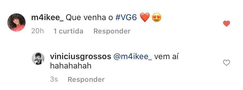 viniciusgrossos's tweet photo. Amei isso de #VG6 hahaha
Aliás, botei o ponto final hoje. 👀🤫 https://t.co/KSCrxpCBav