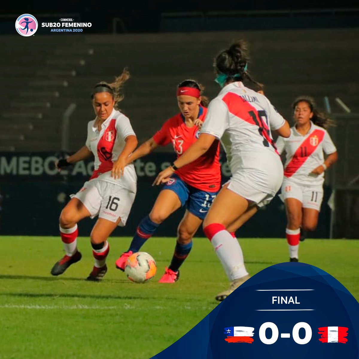 ¡Empate para ambas! @LaRoja 🇨🇱 y la @SeleccionPeru 🇵🇪 empataron 0-0 por la sexta fecha del #Sub20Femenino.