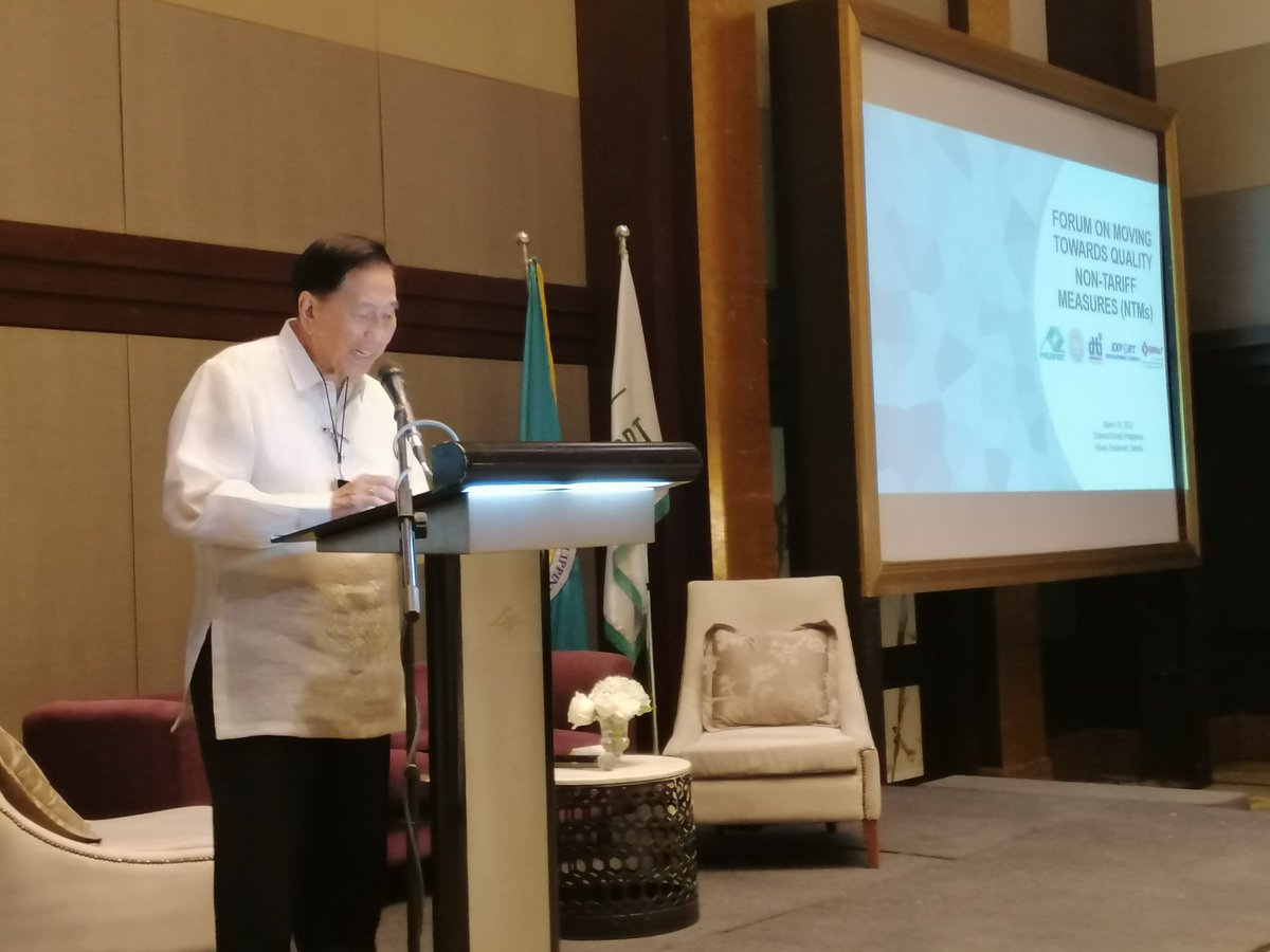 PHILEXPORTMNL's tweet photo. NOW: PHILEXPORT President Dr. Sergio Ortiz-Luis Jr. delivering the Opening Remarks of today's Forum on Moving Towards Quality Non-Tariff Measures (NTMs).
"Non-Tariff Measures are more expensive than the specific and predictable tariffs."
#PHILEXPORT #UPPAF #USAID #DTI #EDC https://t.co/xCCVQCo5qB